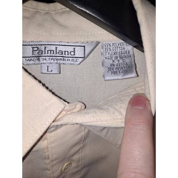 Vintage Palmerland Cream Short Sleeve Ribbed Polo‎ Golf Shirt Size Large - Picture 5 of 7